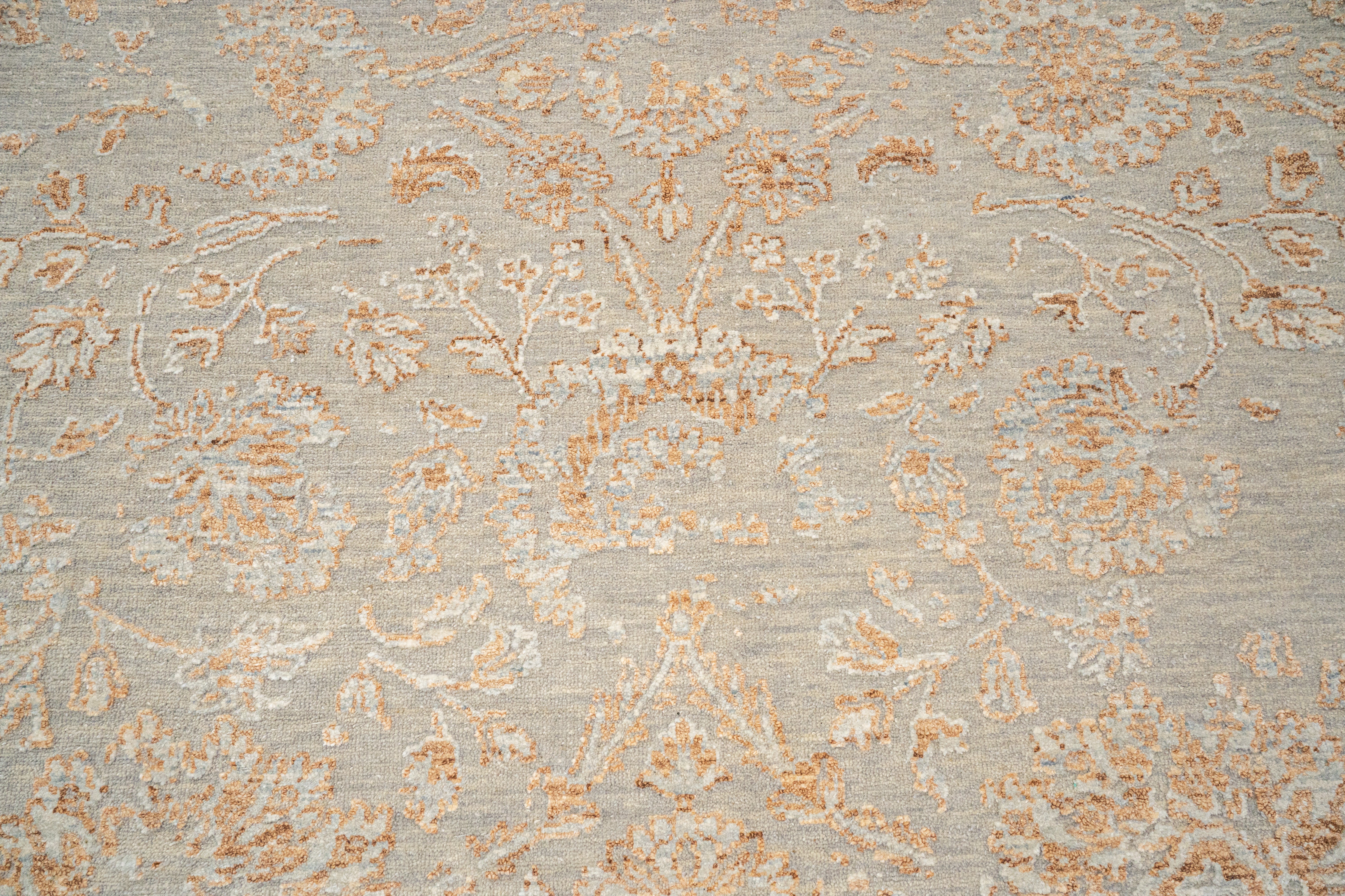 Modern Erased Handknotted Carpet DIA - 0013 M29  Dark Gray & Deer